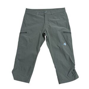 EDDIE BAUER FIRST ASCENT CAPRI PANTS GREEN WOMENS 12 CARGO HIKING NYLON STRETCH